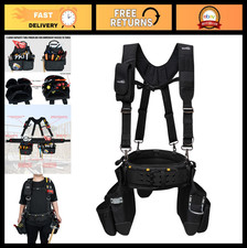 Heavy Duty Tool Belt with Suspenders - Carpenter Apron, Construction Pouch, Elec