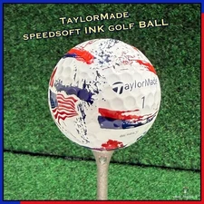 (1) TaylorMade Speedsoft INK (RED, WHITE & BLUE) USA FLAG Golf BALL - ONE BALL