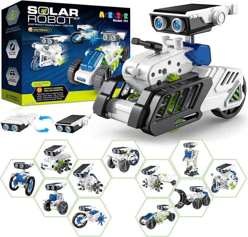 ACELIFE Solar Robot Toy,12 in 1 STEM Toys for Kids Age 8-12, Solar Power Buildi