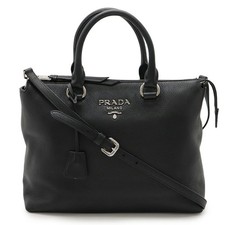 Prada Leather Handbag Women Black One Size 652761