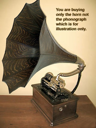 LAKESIDE OUTSIDE HORN PHONOGRAPH HORN IN FAUX OAK FINISH