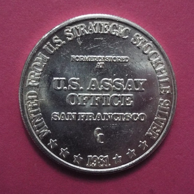 1981 STRATEGIC STOCKPILE 1 Oz .999 Silver Round U.S. Assay Office San Francisco