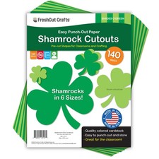 140 Piece Shamrock Cutouts Set: Pre-Cut Green Irish Clover Shapes for School ...