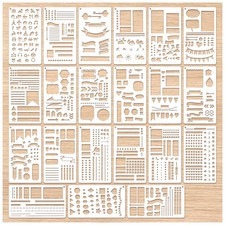 21Pcs Journal Stencils for Planners 4 x 7 Inch Scrapbook Stencils Planner Tem...