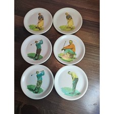 Vintage 1960s WILSON Golf Melamine Drink Coasters - Great Golfers Gift 6 Read