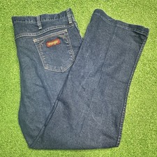 Vintage 70s Wrangler Western Jeans Made Talon Zip Dark Wash 40x30 USA Mens L VTG