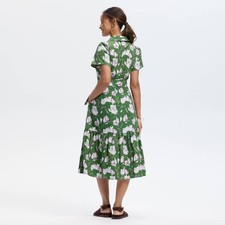 Women Button-Down Short Sleeve Midi A-Line Dress - Universal Thread