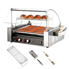 30 Hot Dog Roller Grill Cooker Machine Warmer Bun Electric Cover Rollers 1650W