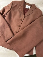 Le Suit Brown Herringbone Three Button Jacket & Pencil Skirt Suit Set Sz 10