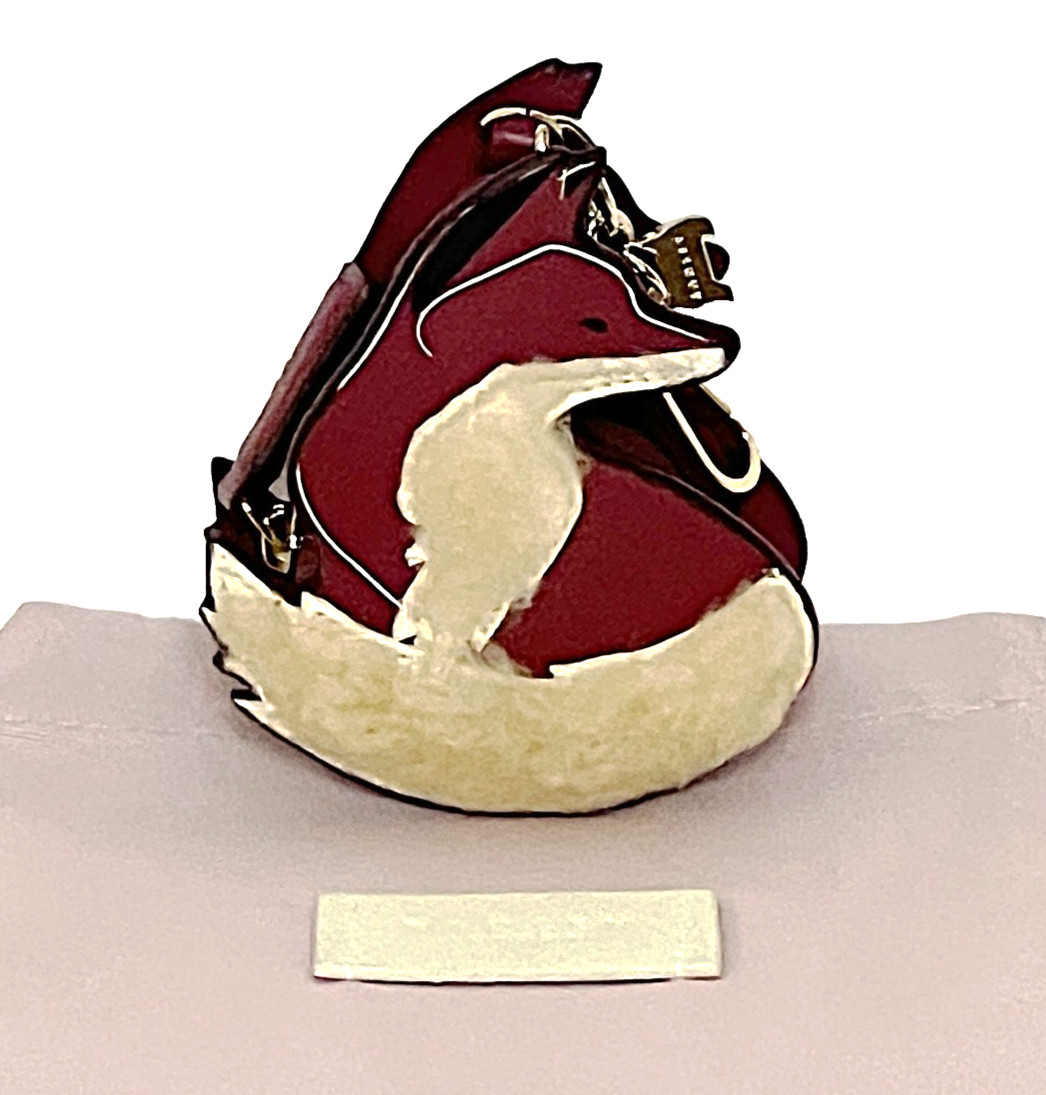 Radley Fleeting Fox Carmine Keyring/Bag Charm/Coin Purse Deep Red new w/ defects