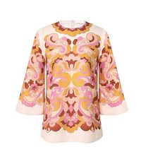Zimmermann Acadian Tunic Top| Pink/Tan/White Paisley, Linen, Flared Sleeves
