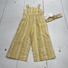Tommy Bahama Kids Jumpsuit Set Girls 4 Yellow Striped Sleeveless 2 Piece Summer