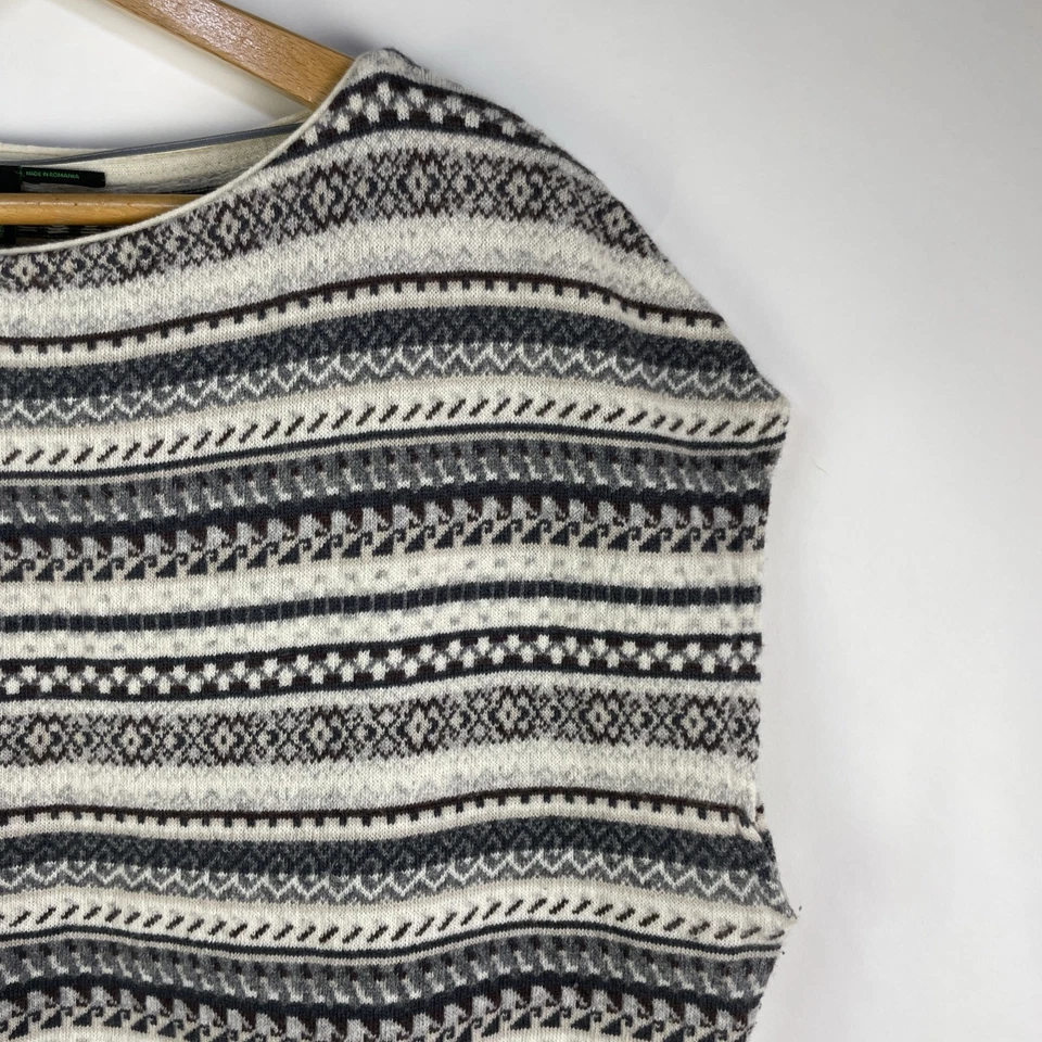 Stile Benetton Sleeveless Wool Blend Sweater Dress Size L Striped Fair Isle - Image 2 of 4