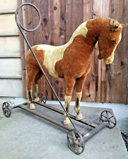PRE 1920 2nd GEN VERY RARE Large Antique Vintage Steiff Iron steering Pull Horse
