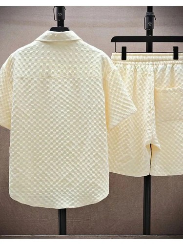 Summer Men Sets Short Shirts Shorts 2Piece Casual Solid Short Sleeve - Bild 6 von 27