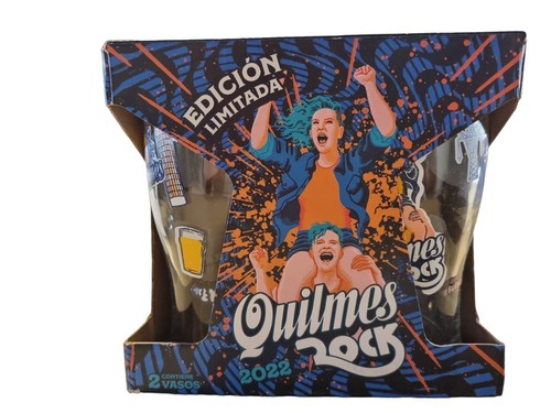 lot 6 glass beer Quilmes rock 2022 from Argentina in box + BARMAT FROM ARGENTIN - Picture 6 of 7
