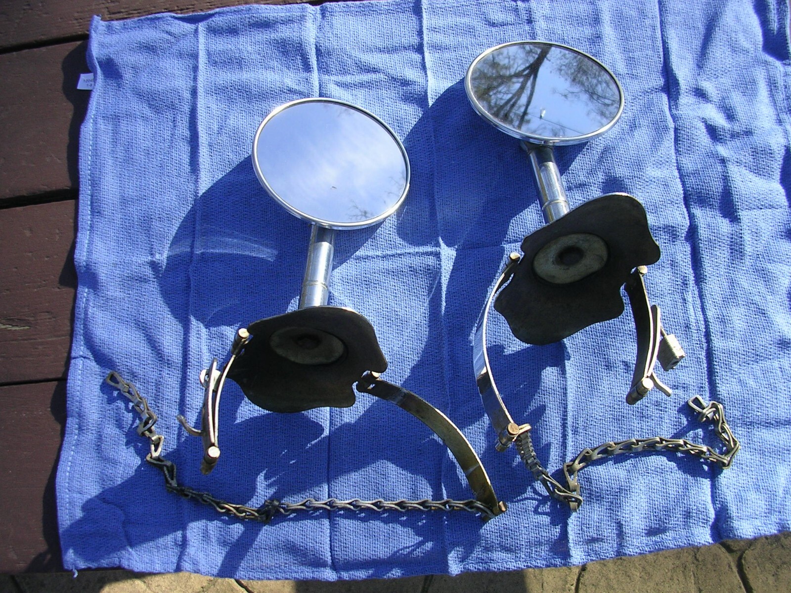 PAIR VINTAGE TIRE MOUNT SIDE MOUNT REAR VIEW MIRRORS eBay