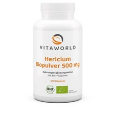 Hericium Poudre Qualité Bio 500mg 120 Capsules Végétalien Vita World Organique
