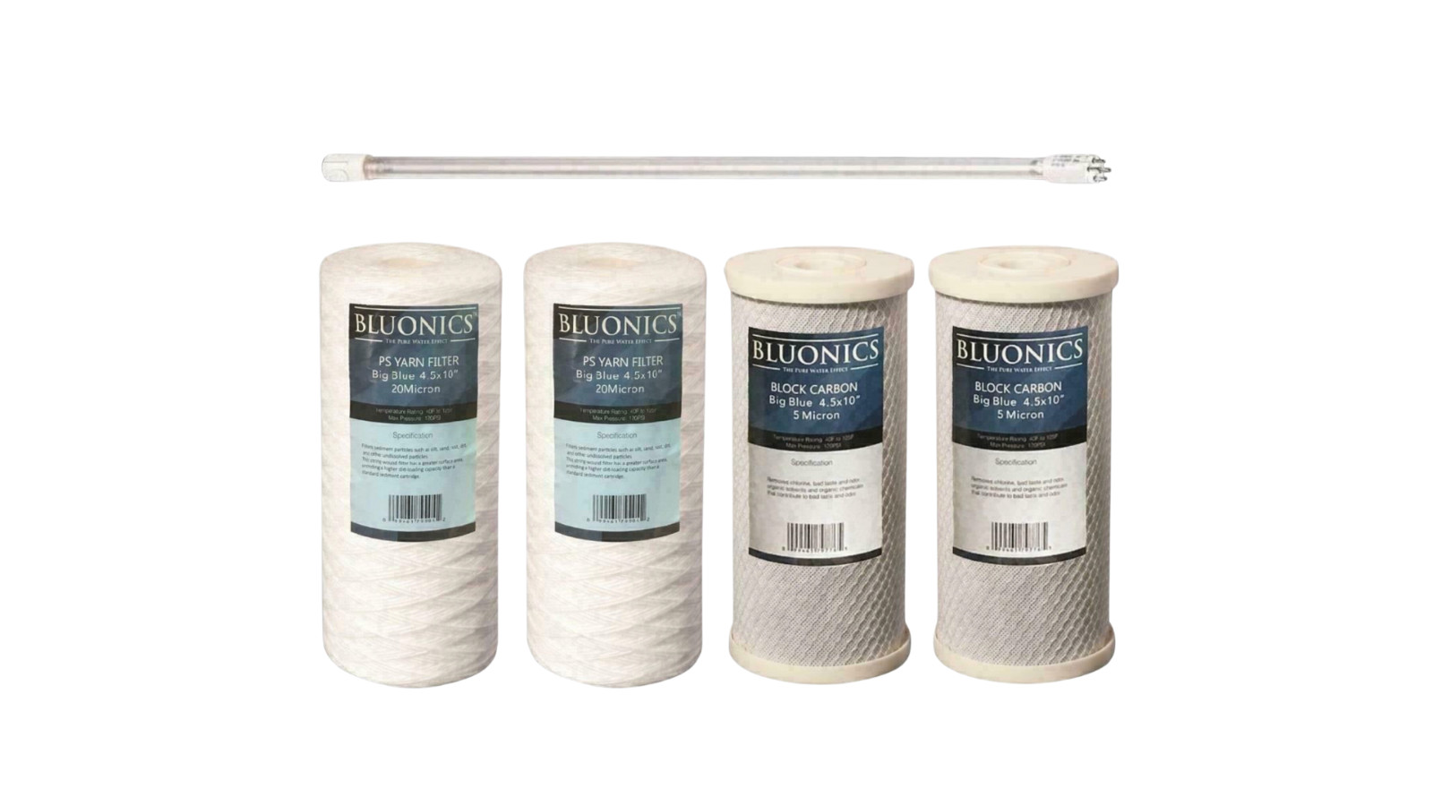 Juego de filtros de repuesto para nuestro sistema de agua de pozo bombilla UV + sedimentos y carbono 10"