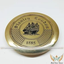 3" Stanley London Brass Compass With Robert Frost The Road Not Taken Poem