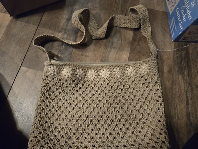 Carlo D'Santi Crocheted Bag Purse zippered flowers shoulder crossbody