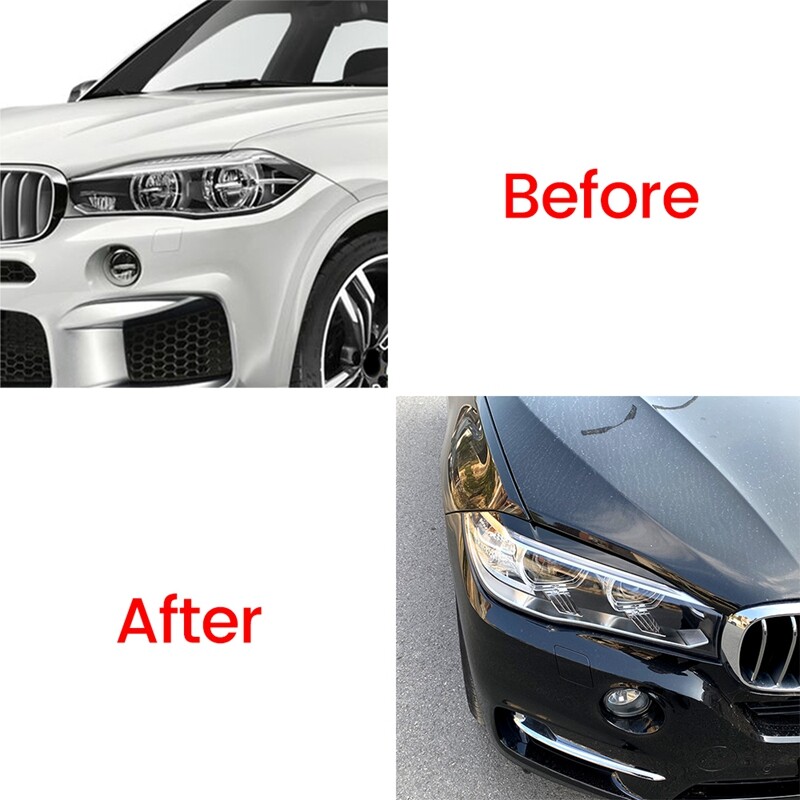 Front Headlight Cover Head Light Lamp Eyelid Eyebrow Trim ABS for X5 X6