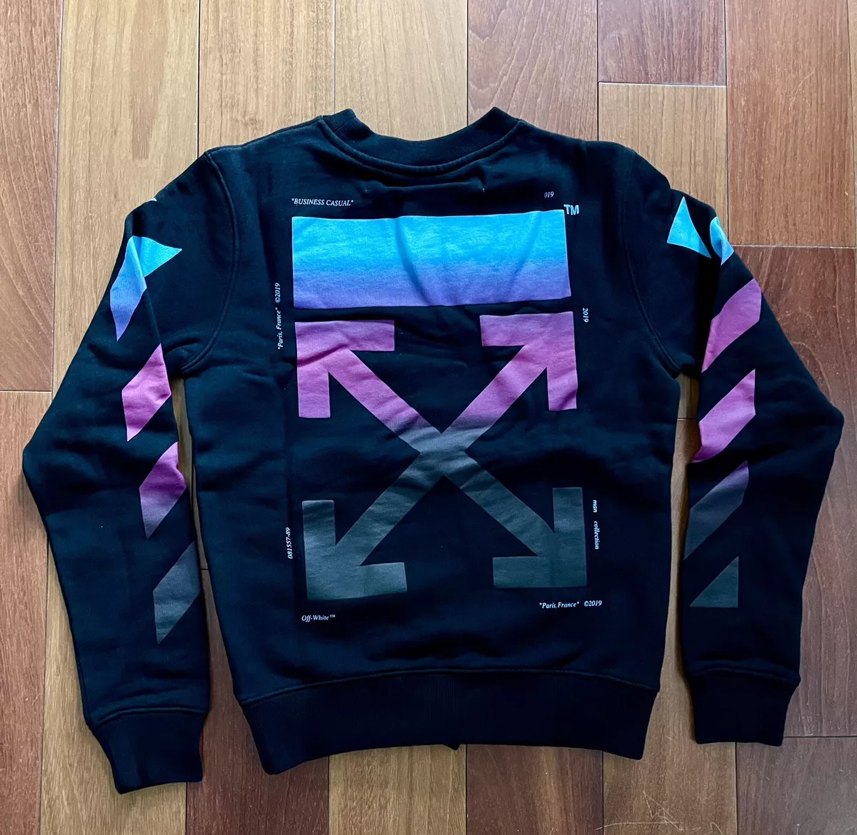 New Off-White Black Diagonal Gradient Crewneck Sweatshirt | eBay