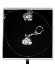 Bull Terrier 3 - necklace, keyring, set with a dog in white box, Art Dog USA