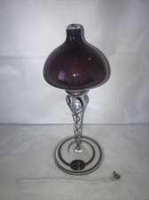 krosno Jozefina glass mini oil lamp purple hand made in Poland