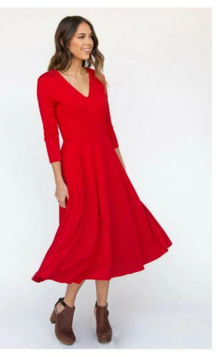 Red jersey sales midi dress