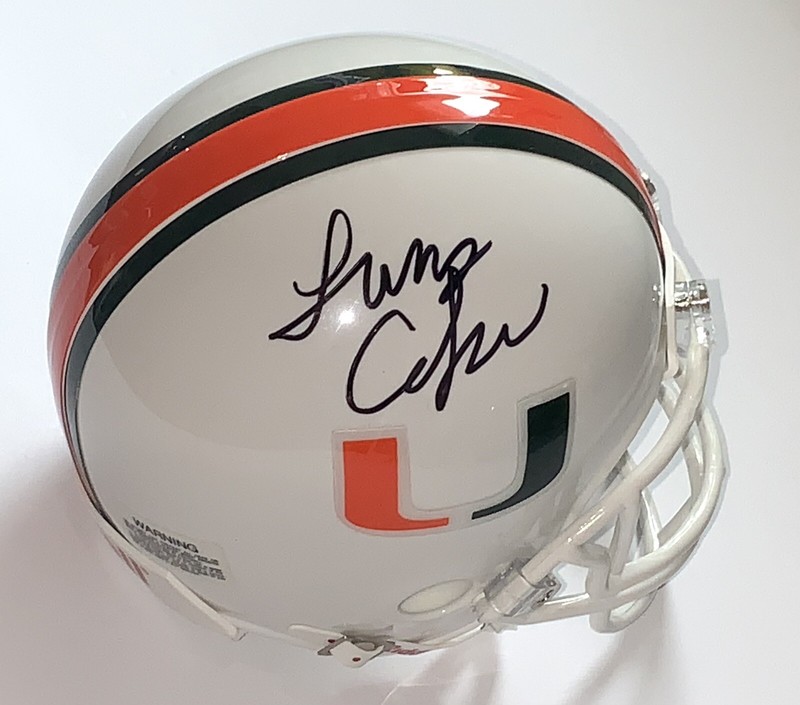 Larry Cocker signed Miami Hurricanes Mini Helmet riddell football