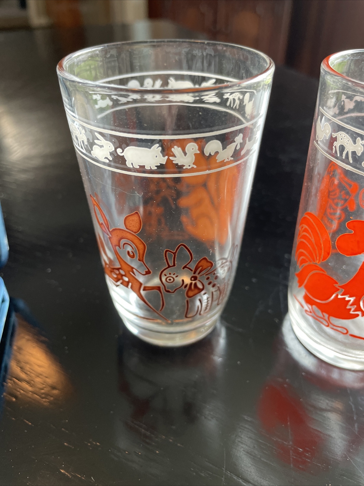 Lot 4 Vintage 1950s Hazel Atlas Kraft Swanky Swigs Colorful Animal