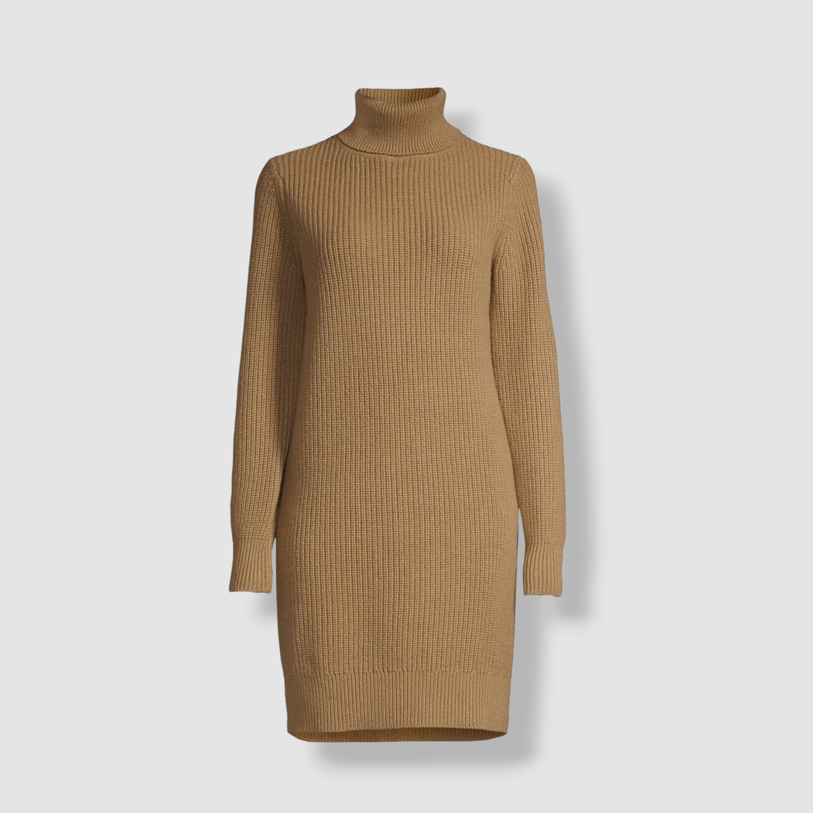 $295 Michael Kors Women's Brown Ribbed Turtleneck Sweater Dress Size X-Small