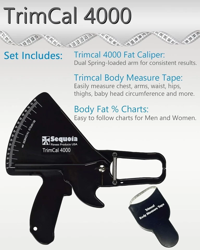 Pinça de gordura corporal Sequoia Fitness TrimCal 4000 Skinfold | % de gordura corporal | Fitness - Imagem 2 de 4