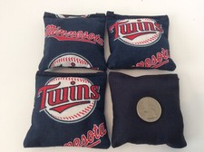 4 Minnesota Twins Navy Back Mini cornhole, bean bags, 3" X 3" double stitched