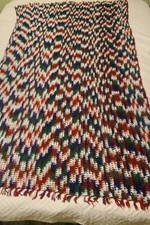 Vintage Christmas Afghan Granny  Crochet Throw Blanket Handmade 68" x 40"