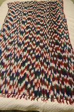 Vintage Christmas Afghan Granny  Crochet Throw Blanket Handmade 68" x 40"