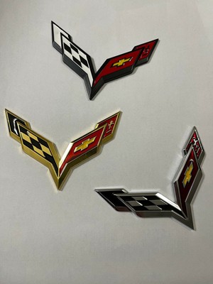 NEW 1X For Corvette C7 ZR1 Stingray 3D Silver/Black/Gold Metal Emblem Badge
