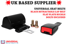 Universal Retractable Lap belt 2 point & 15cm Flat Plate Buckle E4 UK VAT INC