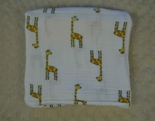 Aden  Anais Giraffe Print Baby Swaddle Blanket White Yellow Tan Muslin Cotton