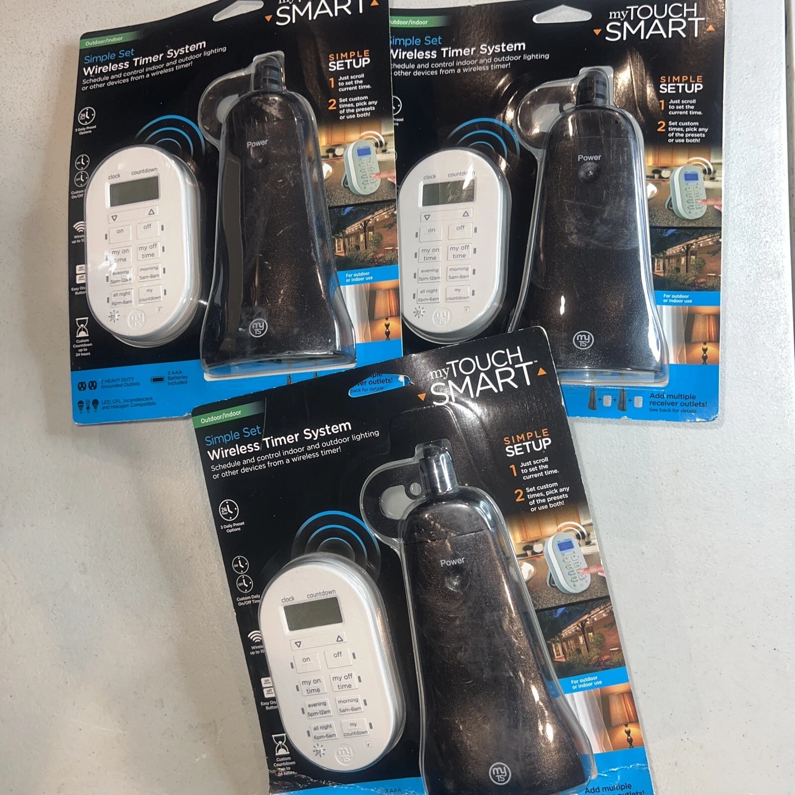 myTouchSmart Wireless Outdoor/Indoor Digital Timer & Remote LOT OF 3 PIECES
