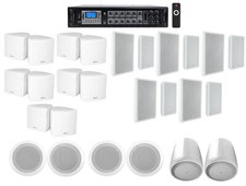 6-zone Home Audio Receiver+4 White Ceiling+10) Wall+2) Pendant+10) Cube Speakers