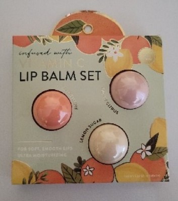 Body Prescriptions~3 Lip Balm Set Citrus Clementine Lemon Sugar Infused W/ Vit C