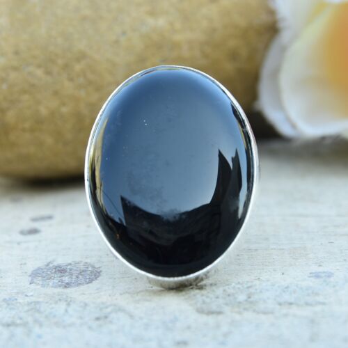 Black Onyx Gemstone 925 Sterling SilverFather's Day Gift Ring Jewelry All Size - Picture 1 of 4