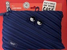 Zipit Grillz, 3 Ring Binder School Pouch/Pencil Case Blue 
