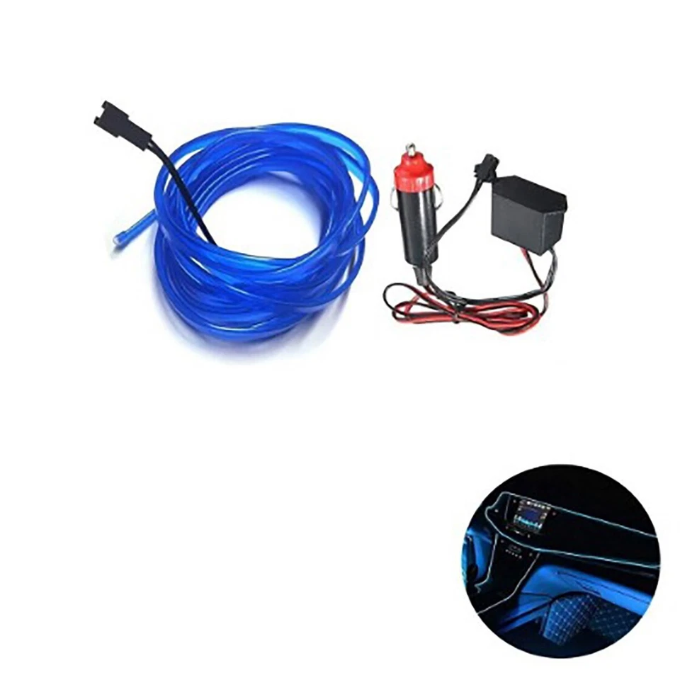 STRISCIA INTERNI LUCE AUTO FIBRA OTTICA 12V DECORAZIONE FILO 3MT BLU CA-03035 - Immagine 2 di 2