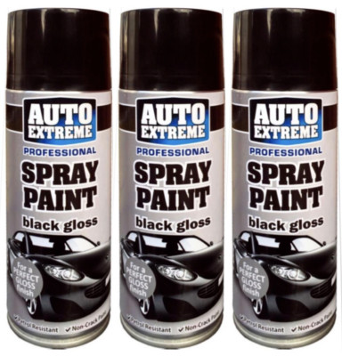 3 x AX SCHWARZ GLÄNZEND Sprühfarbe Aerosoldose Auto Extreme Auto Van Bike 400ml