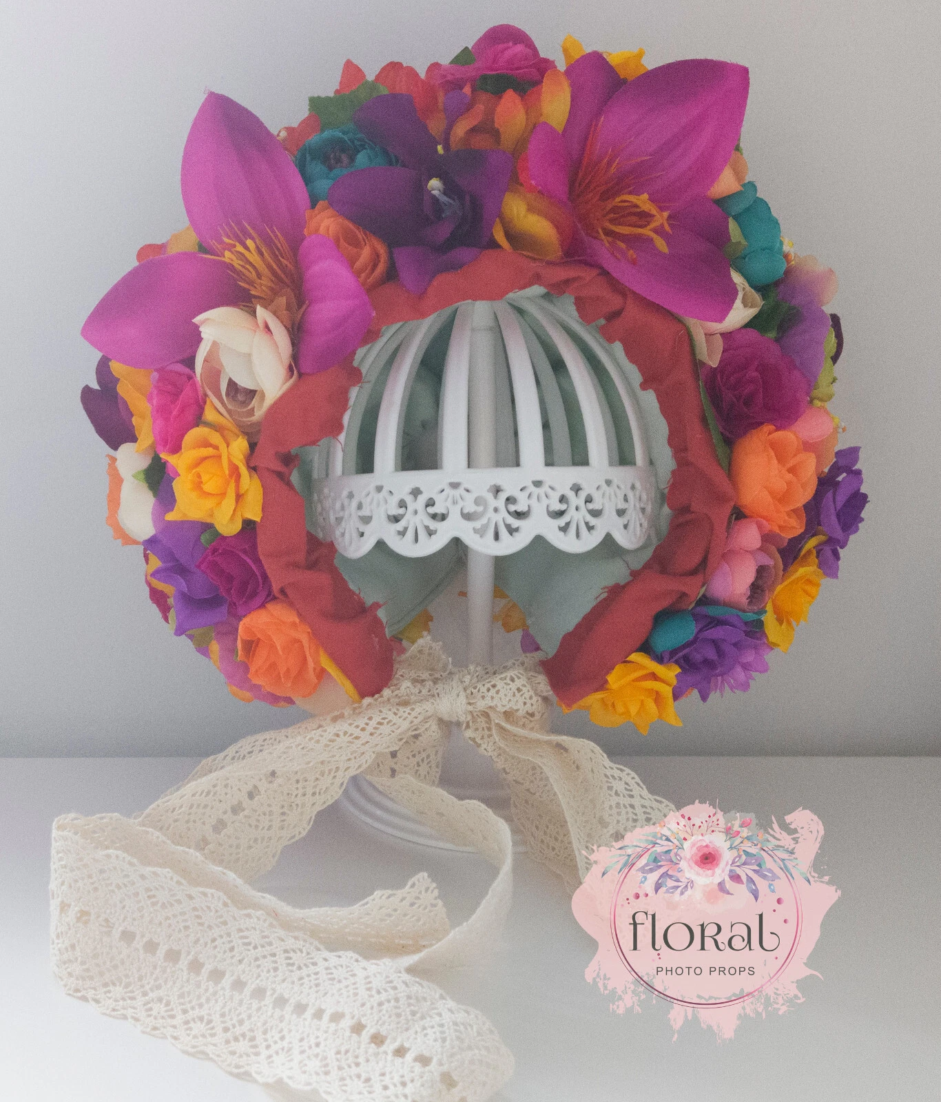 Fower bonnet - photo prop for a sitter