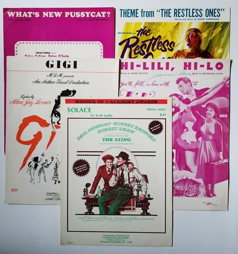Vintage Movie and Theatre Sheet Music!  Lot of 5 STING Gigi WHAT'S NEW PUSSYCAT!