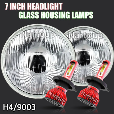 Pair 7 inch Led Headlights Round DOT Approved Hi+Lo Lamp For 1967-1972 Chevy C10